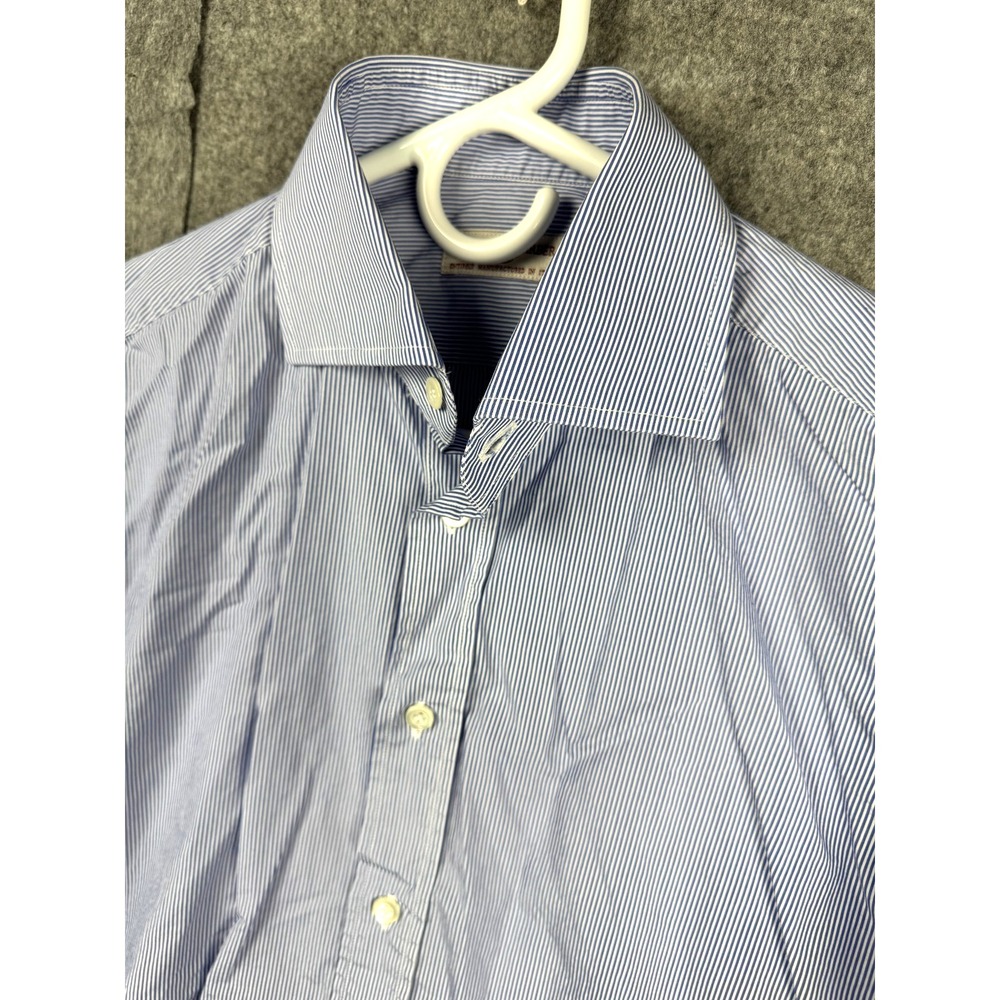 Luciano Barbera Mens Dress Shirt (Fits 40 x 29) Striped Button Up Cotton Italy